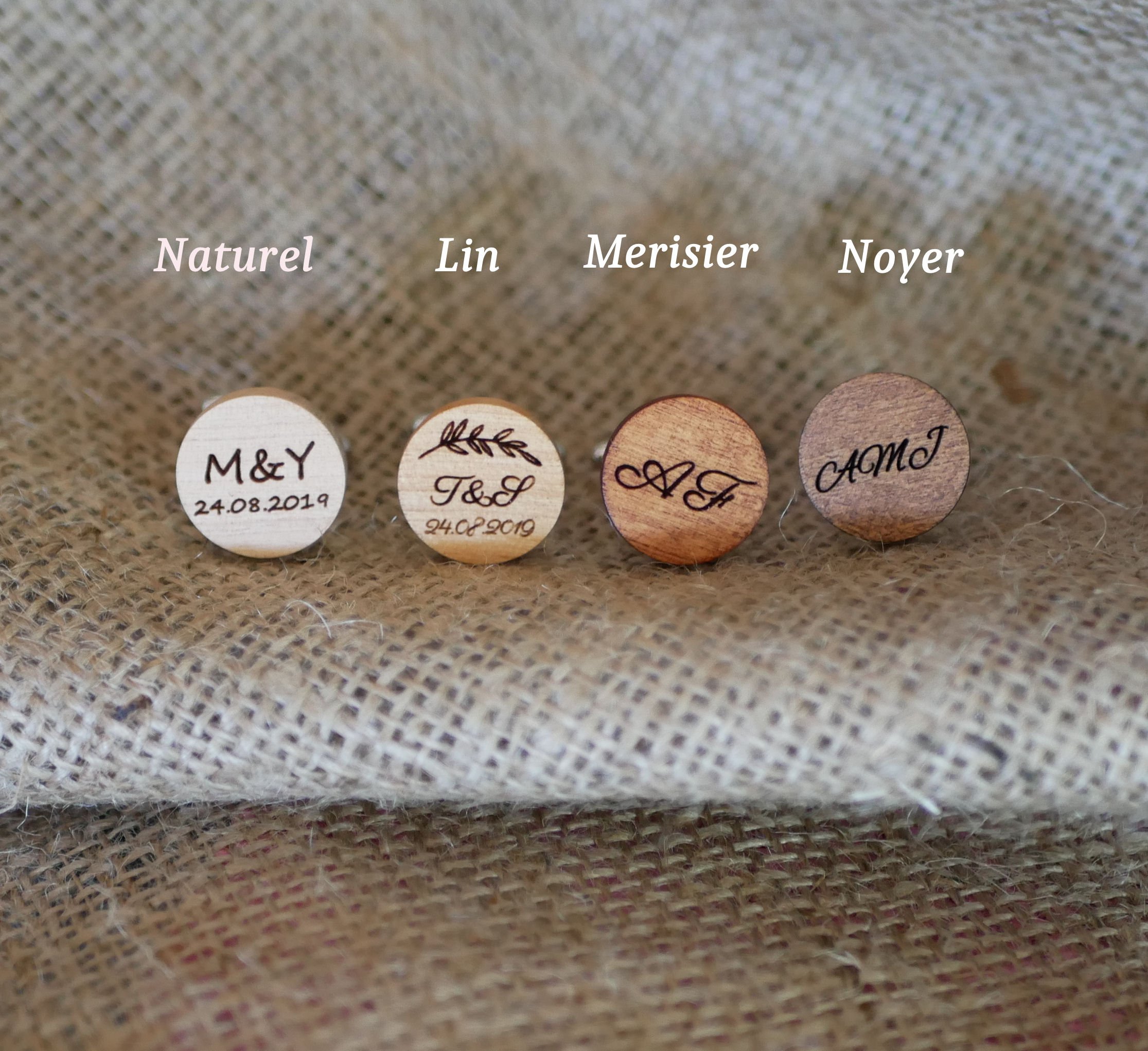 Manschettknappar av tr&auml; i &aring;ldrad brons 16 mm anpassningsbara