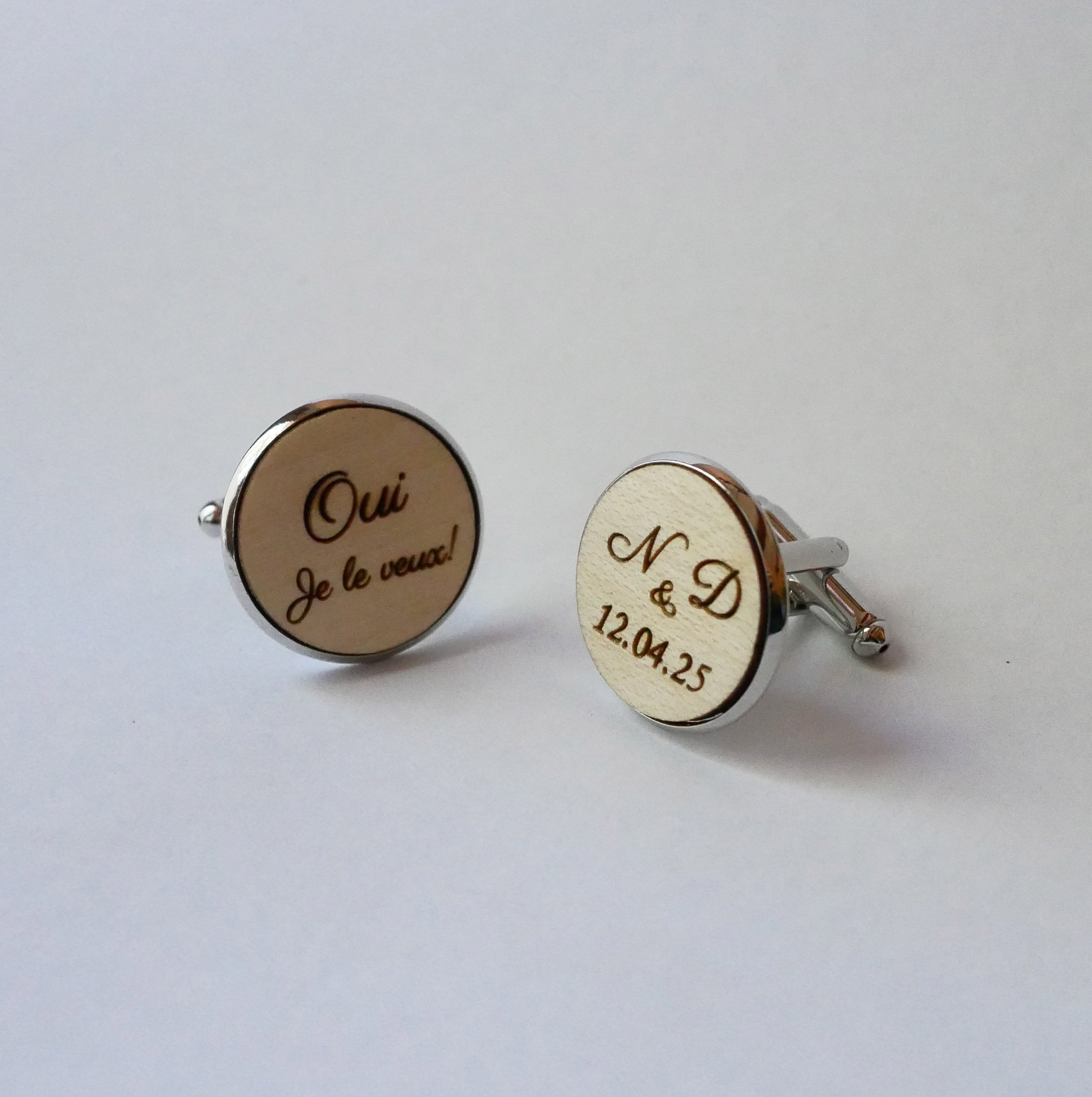 Manschettknappar cabochon fint trä 20mm anpassningsbar
