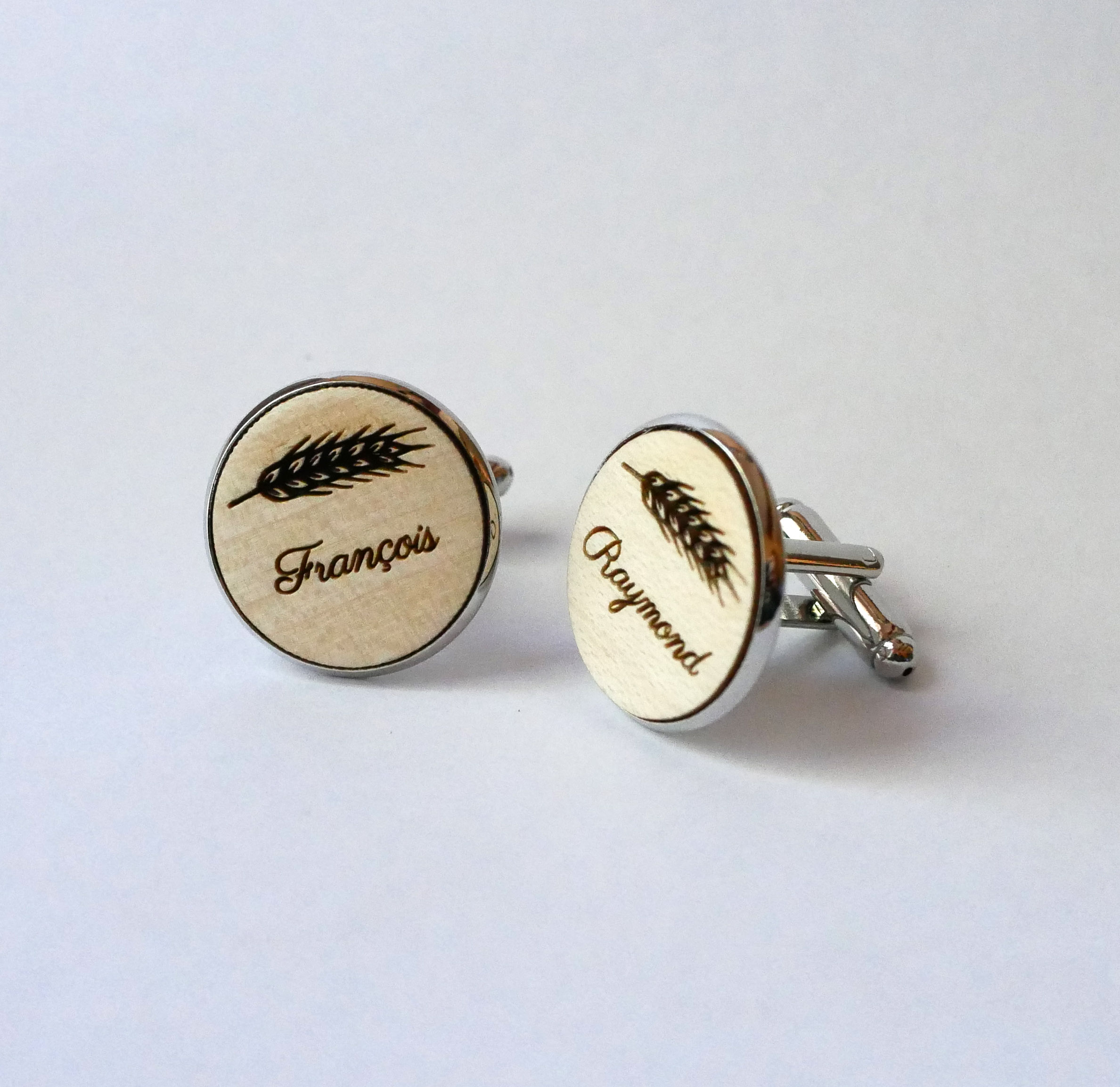 Manschettknappar cabochon fint trä 20mm anpassningsbar