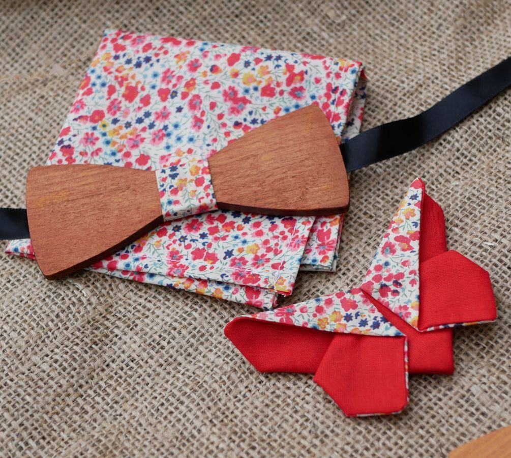 Träbåge set Pouch Fjäril brosch Liberty