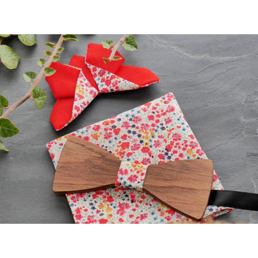 Träbåge set Pouch Fjäril brosch Liberty