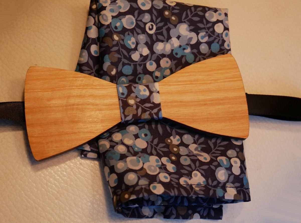 Träbågsbinda set Liberty pouch L13 blå toner