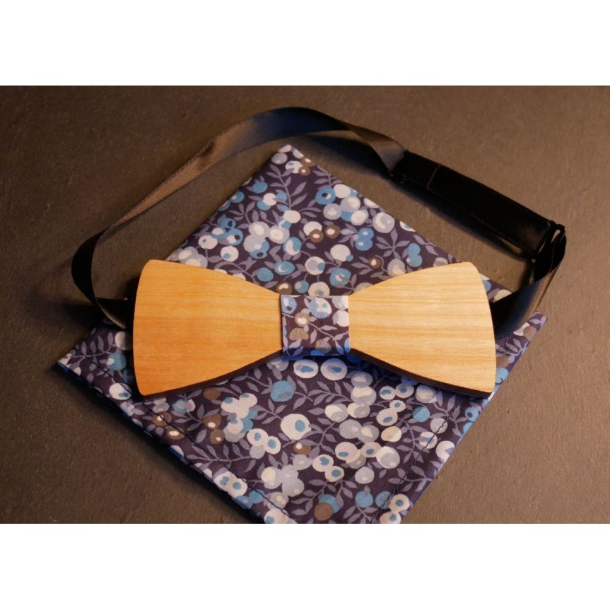 Träbågsbinda set Liberty pouch L13 blå toner
