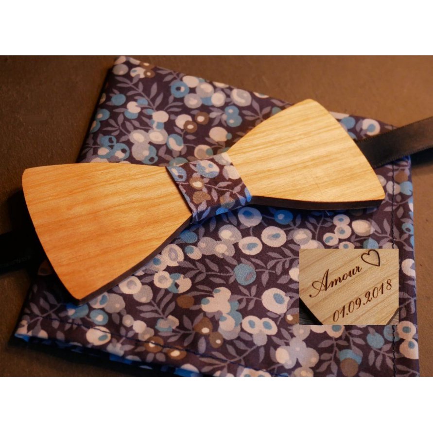 Träbågsbinda set Liberty pouch L13 blå toner