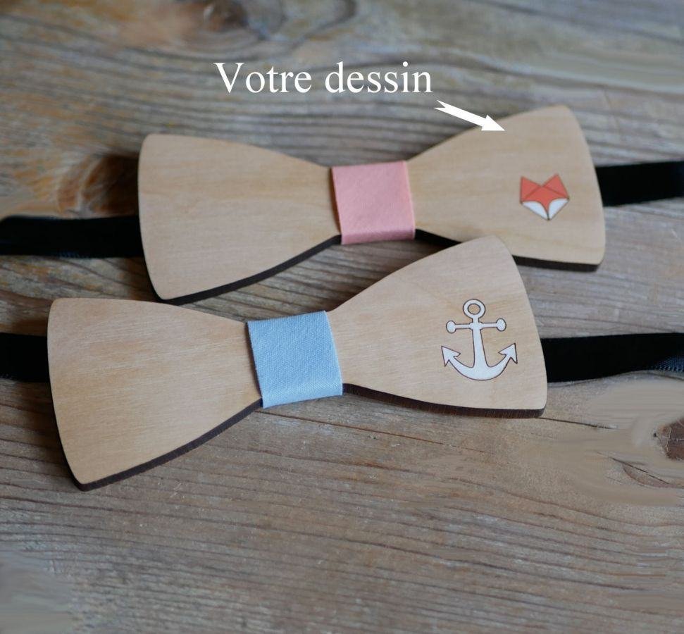 Träbågslips, anpassningsbar design, graverad och målad, tillverkad i Frankrike