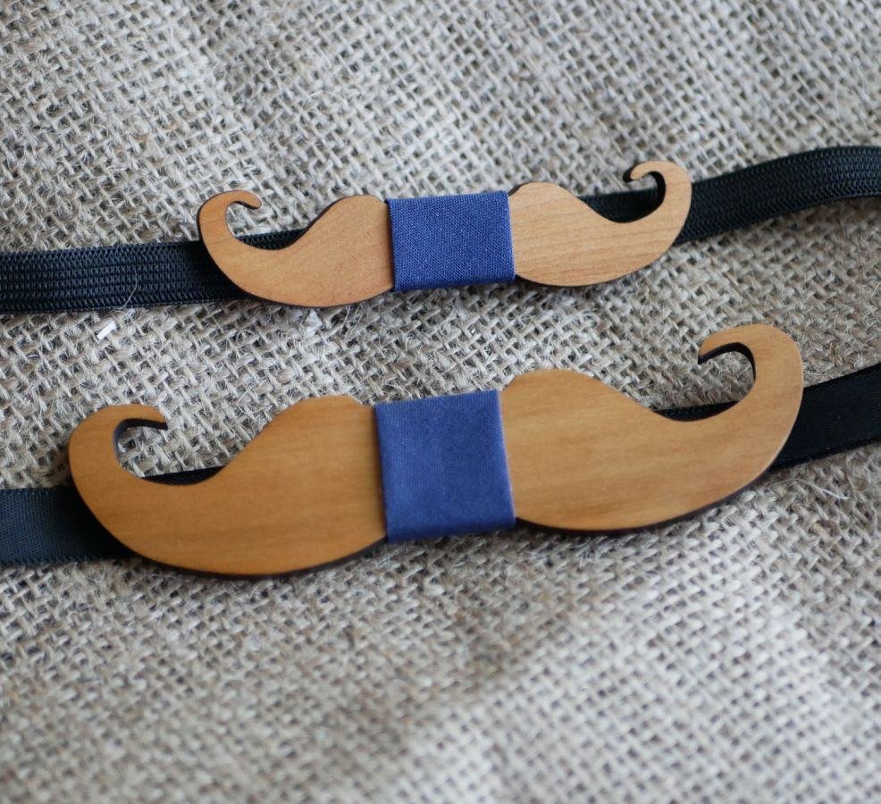 Mini Moustaches träbågsbinda för personlig anpassning tillverkad i Frankrike