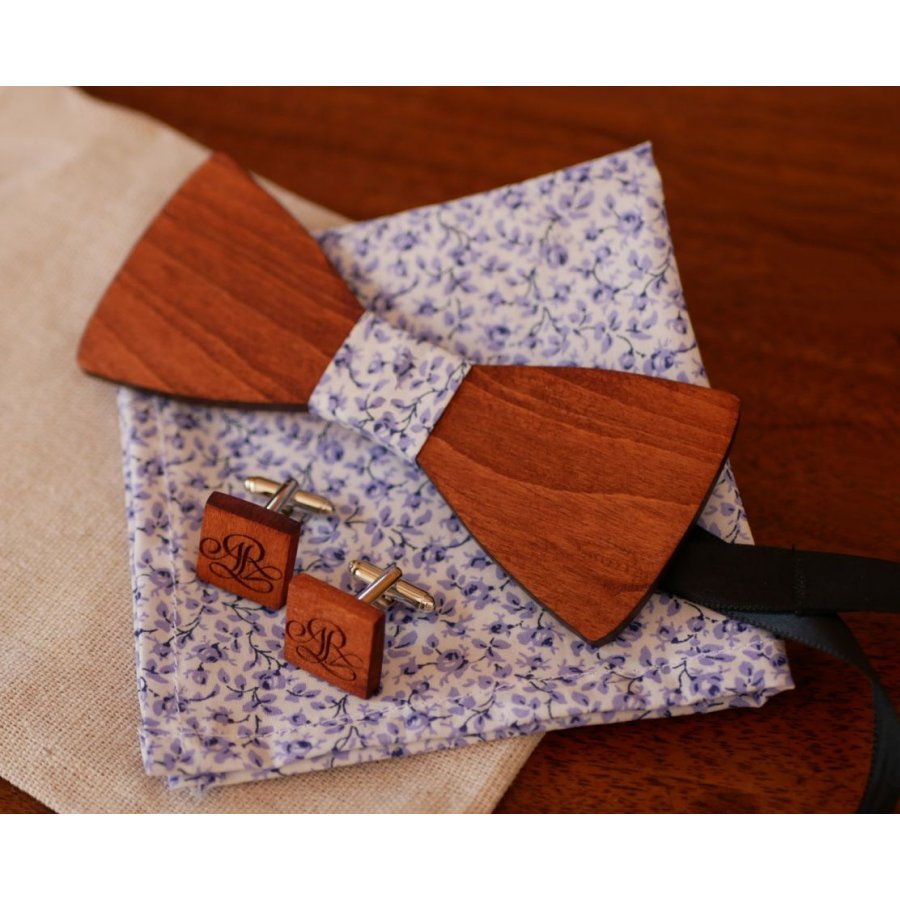 Mickael Liberty clutchbag med blå blommor och träbåge, anpassningsbar