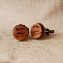 Manschettknappar av trä i åldrad brons 16 mm anpassningsbara