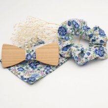 Liberty Blue väska + scrunchie + träbåge