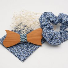 Liberty Pepper Blue pouch + scrunchie + träbåge