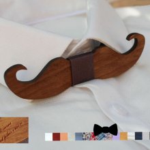 Färgad trä Moustache fluga för personlig anpassning tillverkad i Frankrike